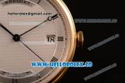 Breguet Classique Miyota 9015 Automatic Yellow Gold Case with White Dial and Black Leather Strap - (AAAF)