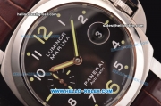 Panerai Luminor Marina PAM00164 Swiss Valjoux 7753 Automatic Steel Case with Black Dial and Brown Leather Strap - 1:1 Original