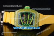 Richard Mille RM 59-01 Miyota 9015 Automatic Carbon Nanotubes Case with Skeleton Dial Green Inner Bezel and Yellow Rubber Strap