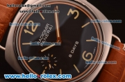 Panerai Radiomir Asia 6497 Manual Winding Steel Case with Black Dial and Brown Leather Strap