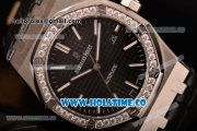 Audemars Piguet Royal Oak 41MM Clone AP Calibre 3120 Automatic Steel Case with Black Dial Diamonds Bezel - Stick Markers (EF)