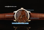 Jaeger Lecoultre Automatic Steel Case with Brown Dial and Brown Leather Strap