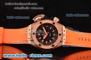 Hublot King Power Diver Oceanographic 4000 Swiss ETA 2836 Automatic Rose Gold Case with Black Dial and Orange Rubber Strap 1:1 Original