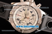 Breitling Avenger Seawolf Miyota Quartz Steel Case with White Dial Black Rubber Strap and Arabic Numeral Markers