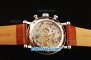 Patek Philippe Complicated Swiss Valjoux 7750 Manual Winding Movement Steel Case with White Dial