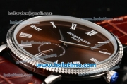 Patek Philippe Calatrava Miyota Quartz Steel Case with Roman Numeral Markers and Brown Dial