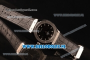 Hublot Classic Fusion 9015 Auto Steel Case with Black Dial and Black Leather Strap Stick Markers