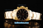 Rolex Daytona Oyster Perpetual Swiss Valjoux 7750 Automatic Movement Full Gold with Black Dial and White Stick Markers