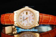 Rolex Datejust Oyster Perpetual Automatic Movement Yellow Gold Case with White Dial and Diamond Hour Marker-Diamond Bezel