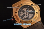 Hublot Big Bang Ferrari Swiss Valjoux 7750-SHG Automatic Gold Case with Gold Stick/Numeral Marekrs Black Dial and Black Rubber Strap