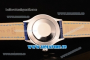 Rolex Cellini Time Asia 2813 Automatic Steel Case with White Dial Blue Leather Strap and Stick/Roman Numeral Markers