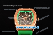 Richard Mille RM 038 Asia Automatic Rose Gold Case with Skeleton Dial and Green Rubber Strap