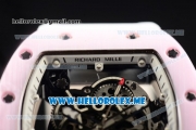 Richard Mille RM 055 Bubba Watson Asia Manual Winding Ceramic/Rose Gold Case with Skeleton Dial and White Rubber Strap White Inner Bezel - 1:1 Original