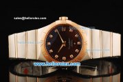 Omega Constellation Swiss ETA 2892 Automatic Movement Steel Case with Brown Dial and Rose Gold Bezel-Two Tone Strap