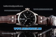 IWC Big Pilot Clone IWC 51111 Automatic Steel Case with Black Dial White Hands and Brown Leather Strap Arabic Numeral Markers