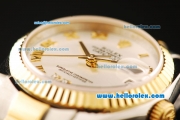 Rolex Datejust Automatic Movement ETA Coating Case with White Dial and Gold Bezel-Two Tone Strap