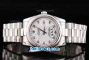 Rolex Datejust Oyster Perpetual Swiss ETA 2836 Automatic Movement Silver Case with White Dial and Diamond Markers