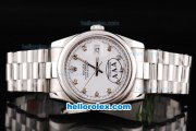 Rolex Datejust Oyster Perpetual Swiss ETA 2836 Automatic Movement Silver Case with White Dial and Diamond Markers