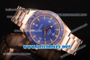 Omega Seamaster 300 Master Co-Axial Clone Omega 8500 Automatic Full Rose Gold with Blue Dial and Stick Markers