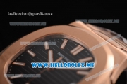 Patek Philippe Nautilus Miyota 9015 Automatic 18K Rose Gold Case/Bracelet with Black Dial and Stick Markers (BP)