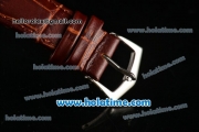 Patek Philippe Calatrava Miyota Quartz Steel Case with Silver Stick Markers and Brown Dial
