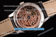 Patek Philippe Complicated Skeleton Asia Automatic Steel Case with Skeleton Dial and Black Leather Strap - White Inner Bezel (GF)