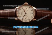 IWC Portuguese Automatic Clone IWC 52010 Automatic Rose Gold Case with White Dial and Brown Leather Strap - (AAAF)