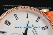 Patek Philippe Calatrava Miyota Quartz Rose Gold Case with Roman Numeral Markers and White Dial