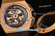 Hublot Big Bang Ferrari Swiss Valjoux 7750-SHG Automatic Gold Case with Gold Stick/Numeral Marekrs Black Dial and Black Rubber Strap