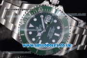 Rolex Submariner Swiss ETA 2836 Automatic Stainless Steel Case/Bracelet with Green Dial Dot Markers - 1:1 (J12)