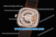 SevenFriday M1-03 Japanese Miyota 8215 Automatic Steel Case with Skeleton Dial and Black Leather Strap