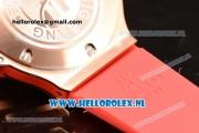 Hublot Big Bang Tutti Japanese Miyota Quartz Rose Gold Case with Red Dial Stick Markers and Red Rubber Strap