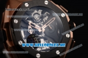 Audemars Piguet Concept Miyota Quartz Rose Gold Case with Skeleton Dial and Grey Rubber Strap Stick/Arabic Numeral Markers (EF)