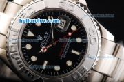 Rolex Yacht-Master Swiss ETA 2836 Automatic Movement Silver Case with Black Dial and SS Strap