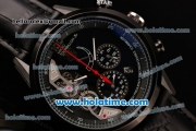 Tag Heuer Carrera Mikrotourbillons Chrono Swiss Quartz PVD Case with Black Leather Bracelet and Black Dial