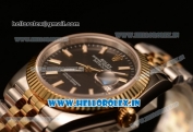 Rolex Datejust 37mm Swiss ETA 2836 Automatic Two Tone with Black Dial and Stick Markers