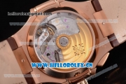 Patek Philippe Nautilus Clone PP 315 Automatic Rose Gold Case with Brown Dial Stick/Arabic Numeral Markers and Brown Leather Strap (BP)