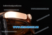 Patek Philippe Calatrava Miyota 9015 Automatic Rose Gold Case with Black Dial and Diamonds Markers Black Leather Strap