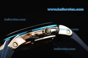 Ulysse Nardin Dual Time Automatic Movement Steel Case with Silver Dial and Blue Rubber Strap