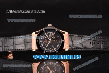 Hublot Classic Fusion Asia 6497 Manual Winding Rose Gold Case with Skeleton Dial PVD Bezel and Stick Markers