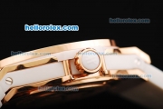 Hublot Big Bang Swiss Quartz Movement Rose Gold Case with White Dial and Diamond Bezel -Lady Model