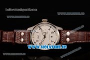 IWC Big Pilot Automatic Movement Steel Case with Silver Dial - Black Numeral Markers and Brown Leather Strap