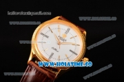 Rolex Cellini Time Asia 2813 Automatic Yellow Gold Case White Dial Brown Leather Strap and Stick/Roman Numeral Markers