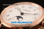 Breguet Classique Miyota 9015 Automatic Rose Gold Case with White Dial Brown Leather Strap and Diamonds Bezel