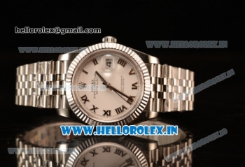 Rolex Datejust 37mm Swiss ETA 2836 Automatic Steel Case with Jubilee Steel Bezel White Dial Roman Steel Bracelet