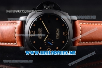 Panerai Luminor Marina 1950 Carbotech 3 Days Automatic PAM661 Asia ST25 Automatic PVD Case with Black Dial and Brown Leather Strap Dot/Arabic Numeral Markers