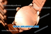 Cartier Rotonde De Miyota Quartz Rose Gold Case/Bracelet with Silver Dial and Diamonds Bezel