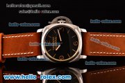 Panerai PAM00372 Luminor 1950 3 Days Clone P.3000 Manual Winding Steel Case with Black Dial and Brown Leather Strap