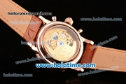 Patek Philippe Complications Asia Automatic Rose Gold Case with Brown Leather Strap Roman Numeral Markers and White Dial