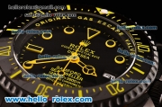 Rolex Sea-Dweller Bamford Asia 2813 Automatic PVD Case with PVD Strap Black Dial Yellow Markers